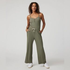 NWT Vuori Pose Henley Jumpsuit in Dark Metal